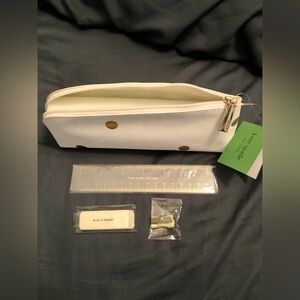 Kate Spade White and Gold Polka Dot Pouch